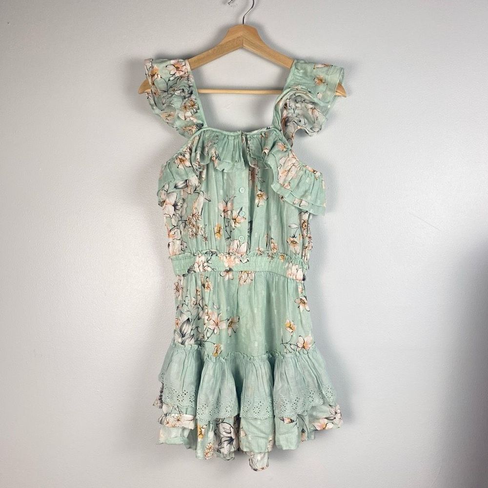 PilyQ Swim Cate Floral Print Ruffle Mini Dress In Posies - Picture 11 of 11